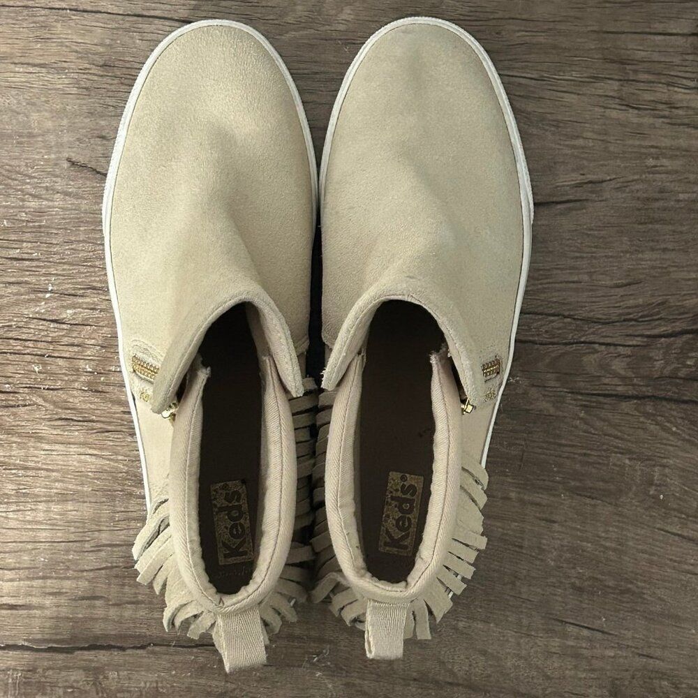 Keds Cooper Zip Fringe Suede Women’s Rain Boots Shoes Size 9.5 Beige - Picture 7 of 8